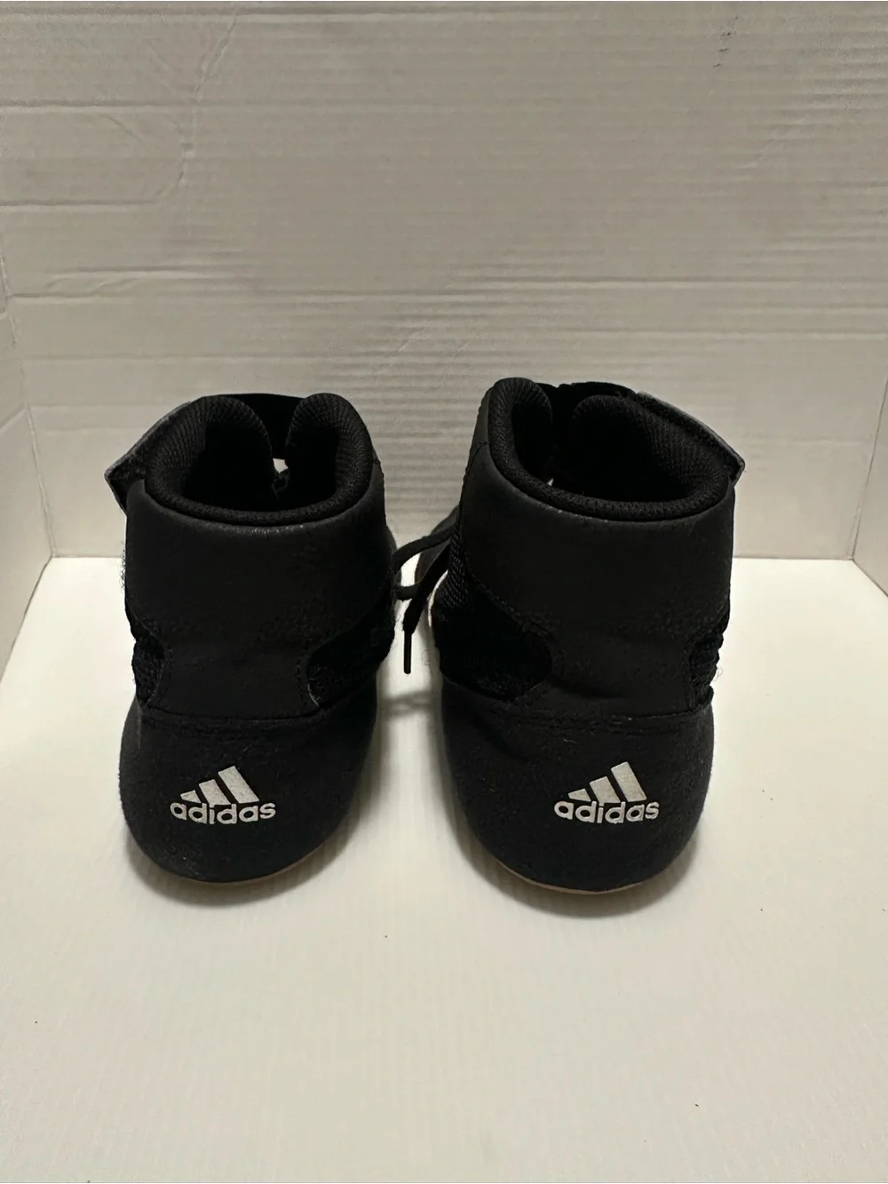 Adidas HVC II High Top Wrestling Shoes Size 10.5 Black Three Stripes Mat Combat